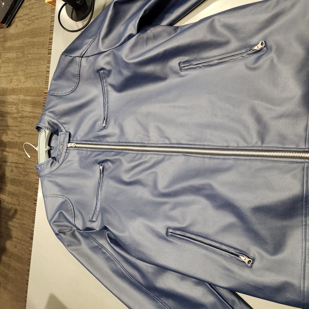 Men's Blue Leather Jacket